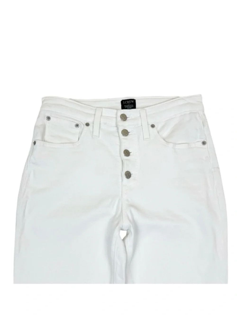 J. Crew White High-Rise Straight-Leg Jeans with Button Fly